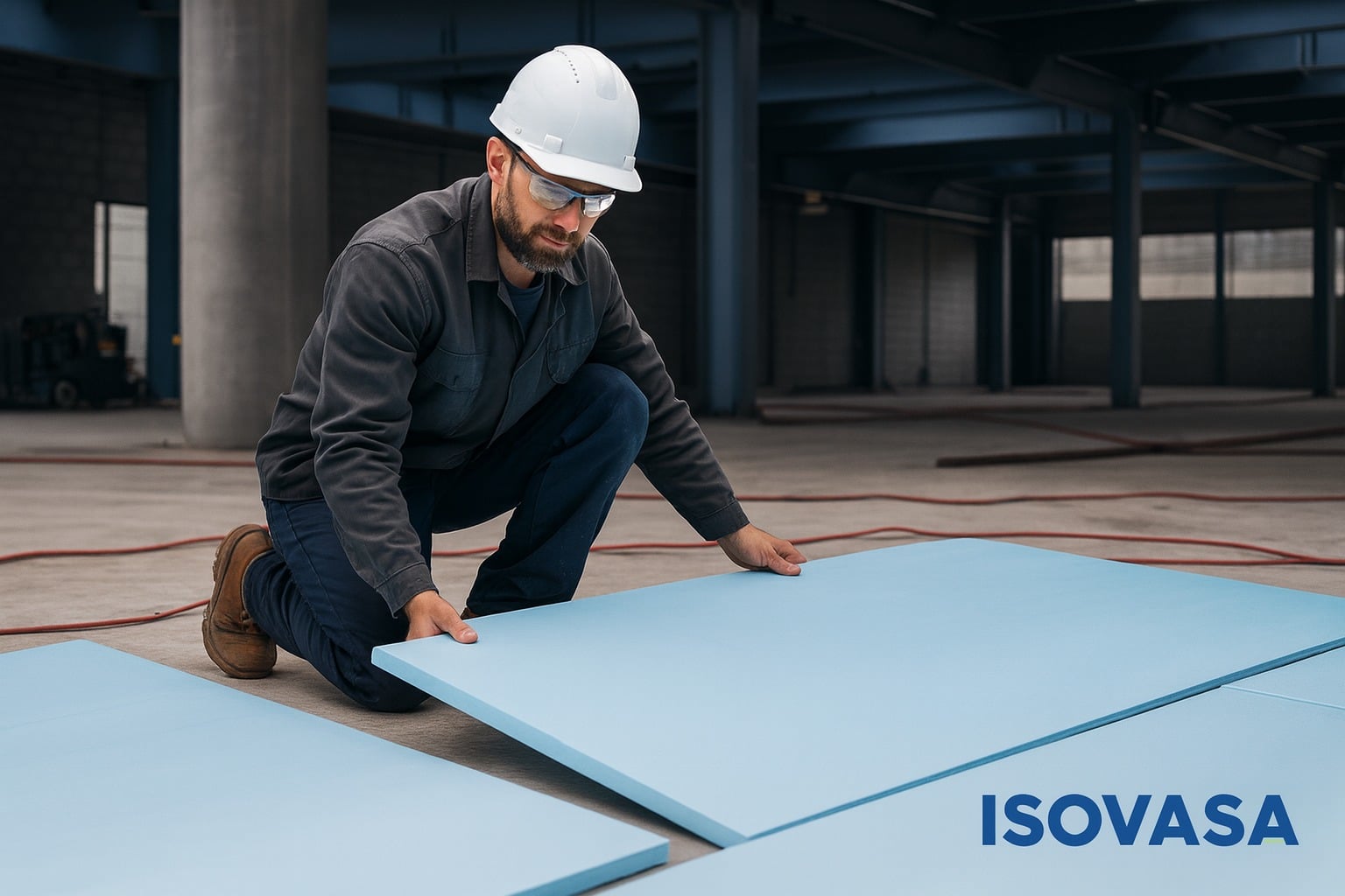 Professional insulation installation in progress showing XPS panels being fitted by certified installers